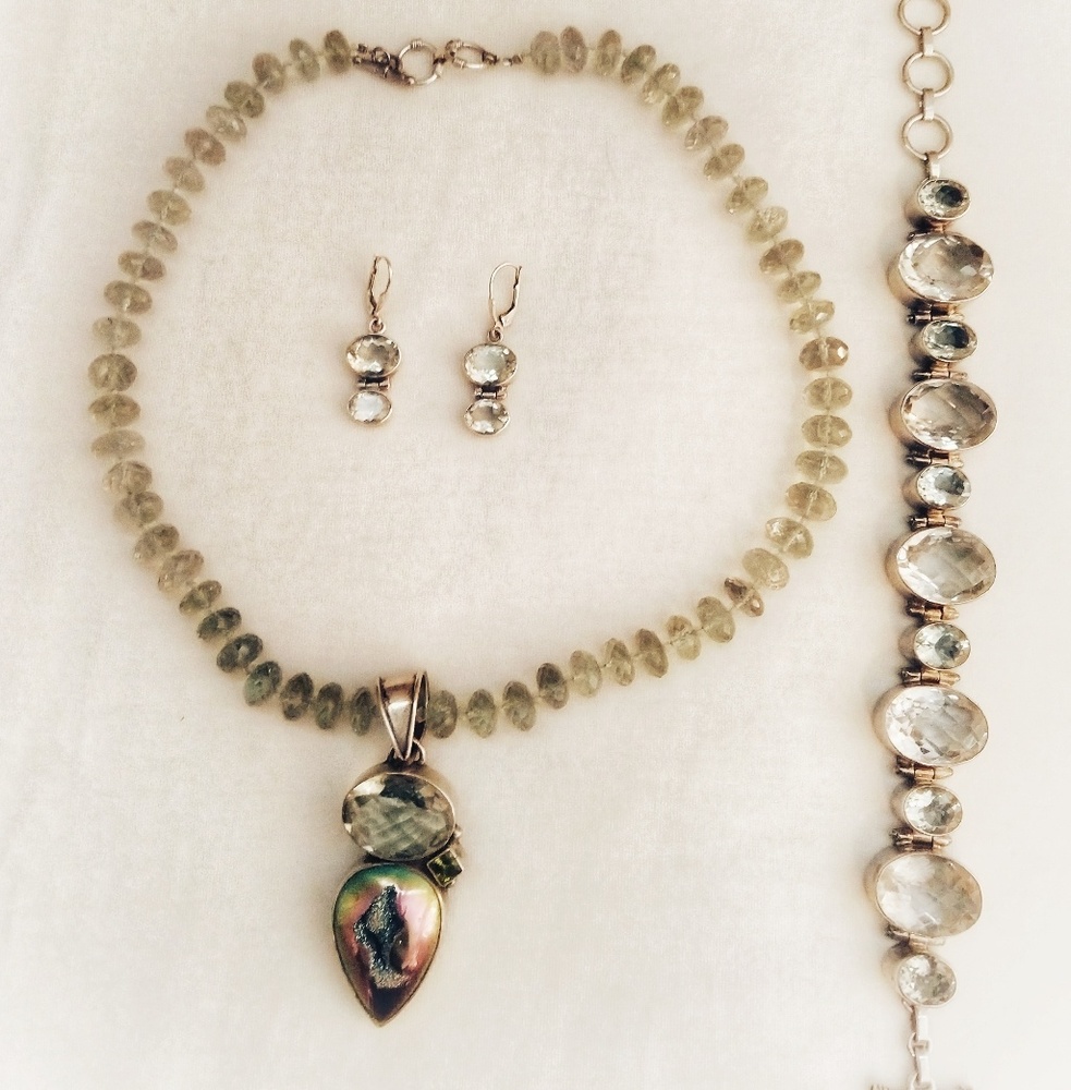 4 pc. Charles Albert .925 Fine Sterling & Gem Set